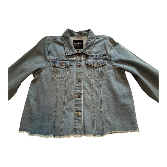 Harry Potter Deathly Hallows Girls Crop Denim Jacket - Size XL - Picture 4 of 16